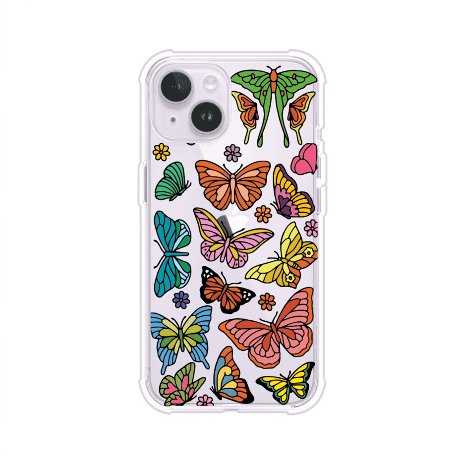Funda transparente para iPhone con diseño aesthetic de mariposas de colores – Butterfly Haze de Remark Mx