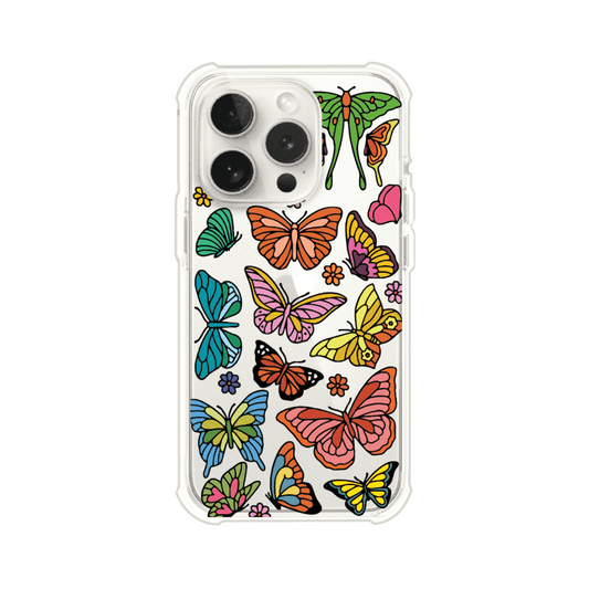Funda transparente para iPhone con diseño aesthetic de mariposas de colores – Butterfly Haze de Remark Mx