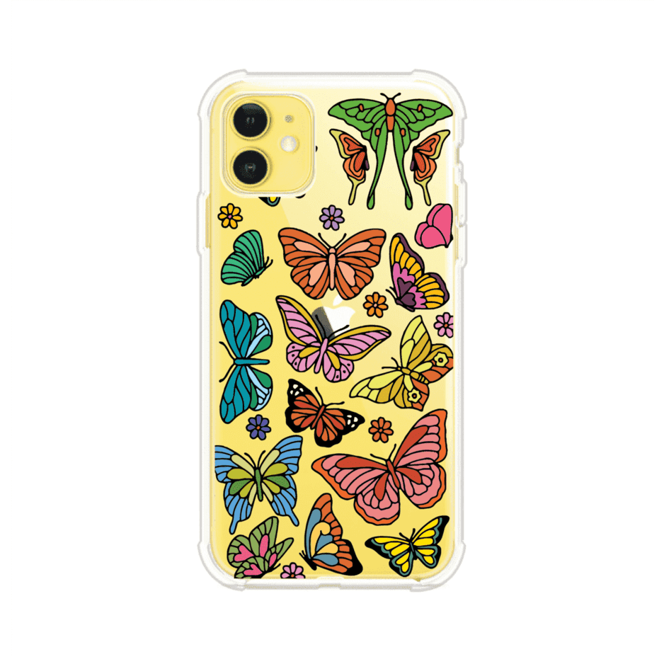Funda transparente para iPhone con diseño aesthetic de mariposas de colores – Butterfly Haze de Remark Mx