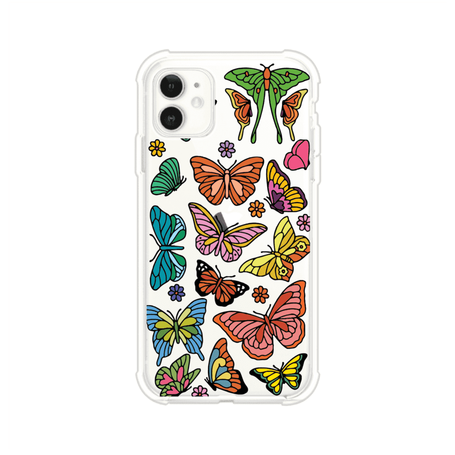 Funda transparente para iPhone con diseño aesthetic de mariposas de colores – Butterfly Haze de Remark Mx