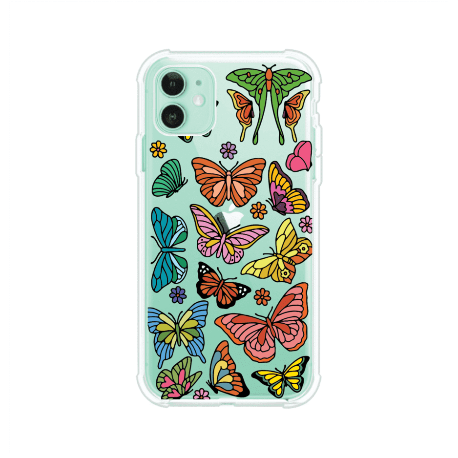 Funda transparente para iPhone con diseño aesthetic de mariposas de colores – Butterfly Haze de Remark Mx
