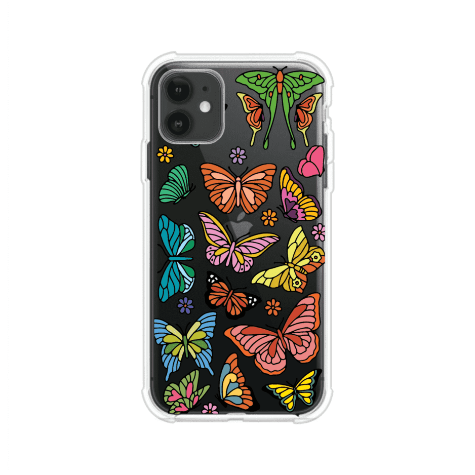 Funda transparente para iPhone con diseño aesthetic de mariposas de colores – Butterfly Haze de Remark Mx