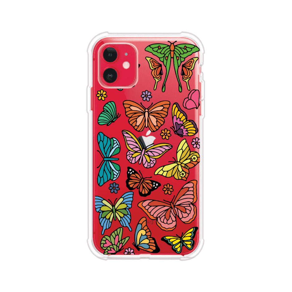 Funda transparente para iPhone con diseño aesthetic de mariposas de colores – Butterfly Haze de Remark Mx