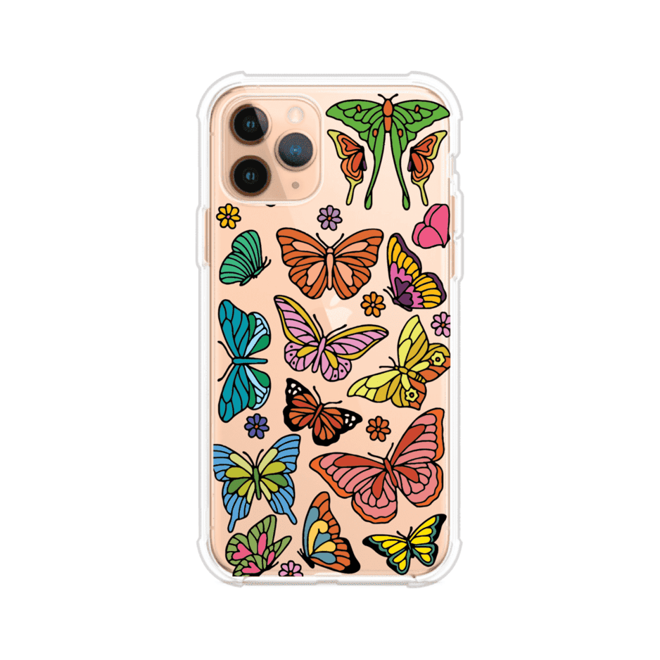 Funda transparente para iPhone con diseño aesthetic de mariposas de colores – Butterfly Haze de Remark Mx