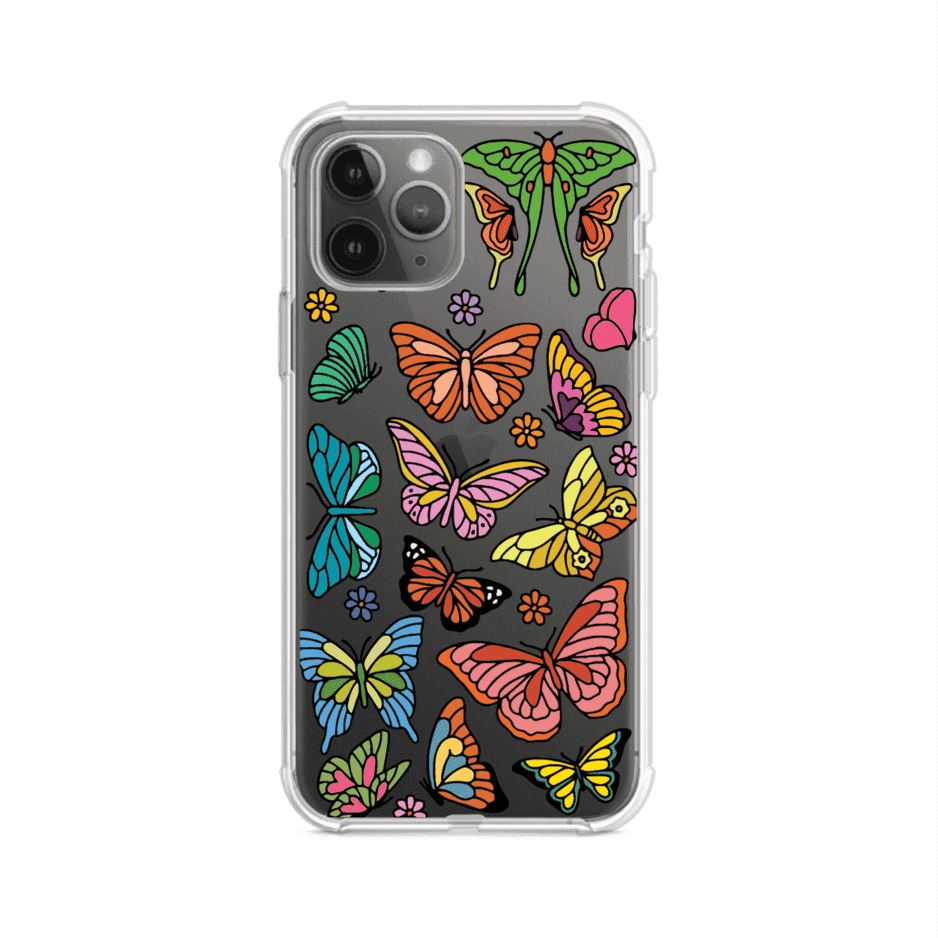 Funda transparente para iPhone con diseño aesthetic de mariposas de colores – Butterfly Haze de Remark Mx