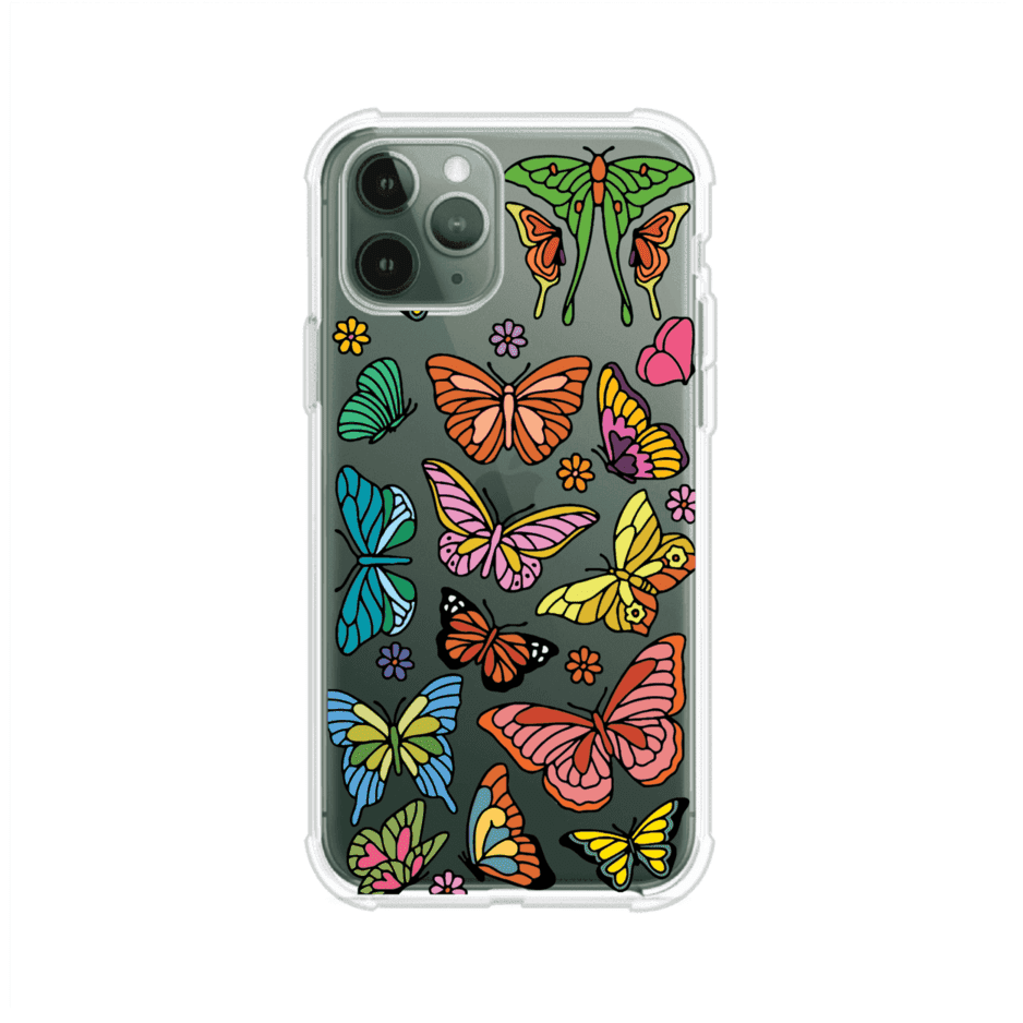 Funda transparente para iPhone con diseño aesthetic de mariposas de colores – Butterfly Haze de Remark Mx