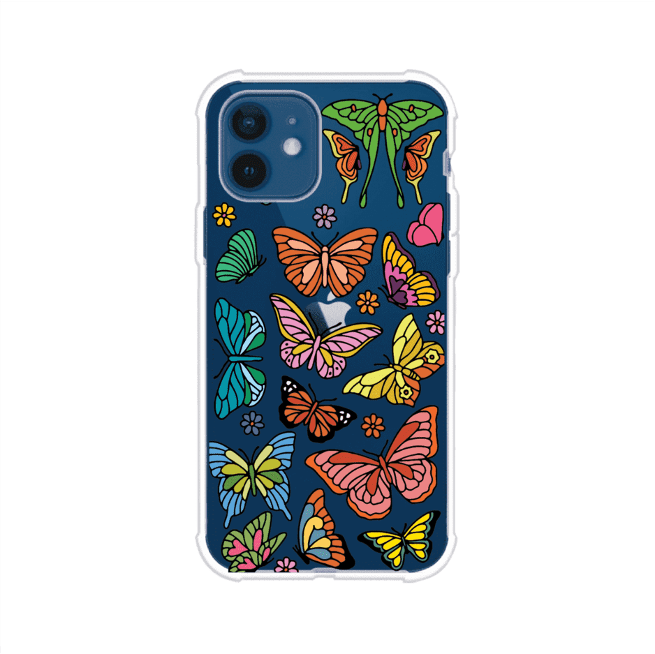 Funda transparente para iPhone con diseño aesthetic de mariposas de colores – Butterfly Haze de Remark Mx