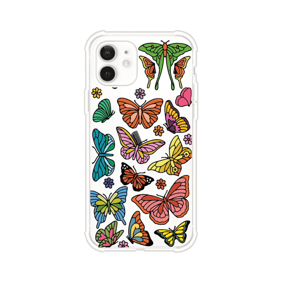 Funda transparente para iPhone con diseño aesthetic de mariposas de colores – Butterfly Haze de Remark Mx