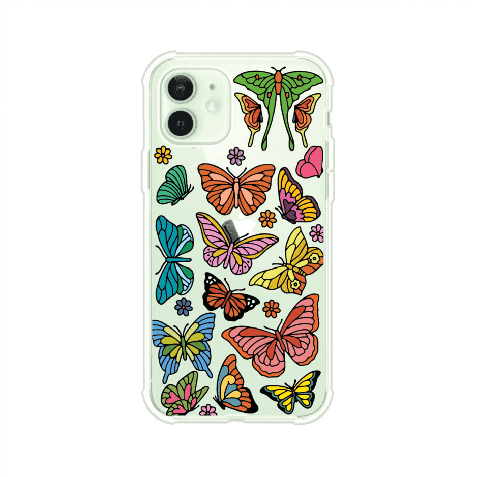 Funda transparente para iPhone con diseño aesthetic de mariposas de colores – Butterfly Haze de Remark Mx