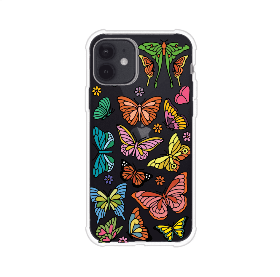Funda transparente para iPhone con diseño aesthetic de mariposas de colores – Butterfly Haze de Remark Mx