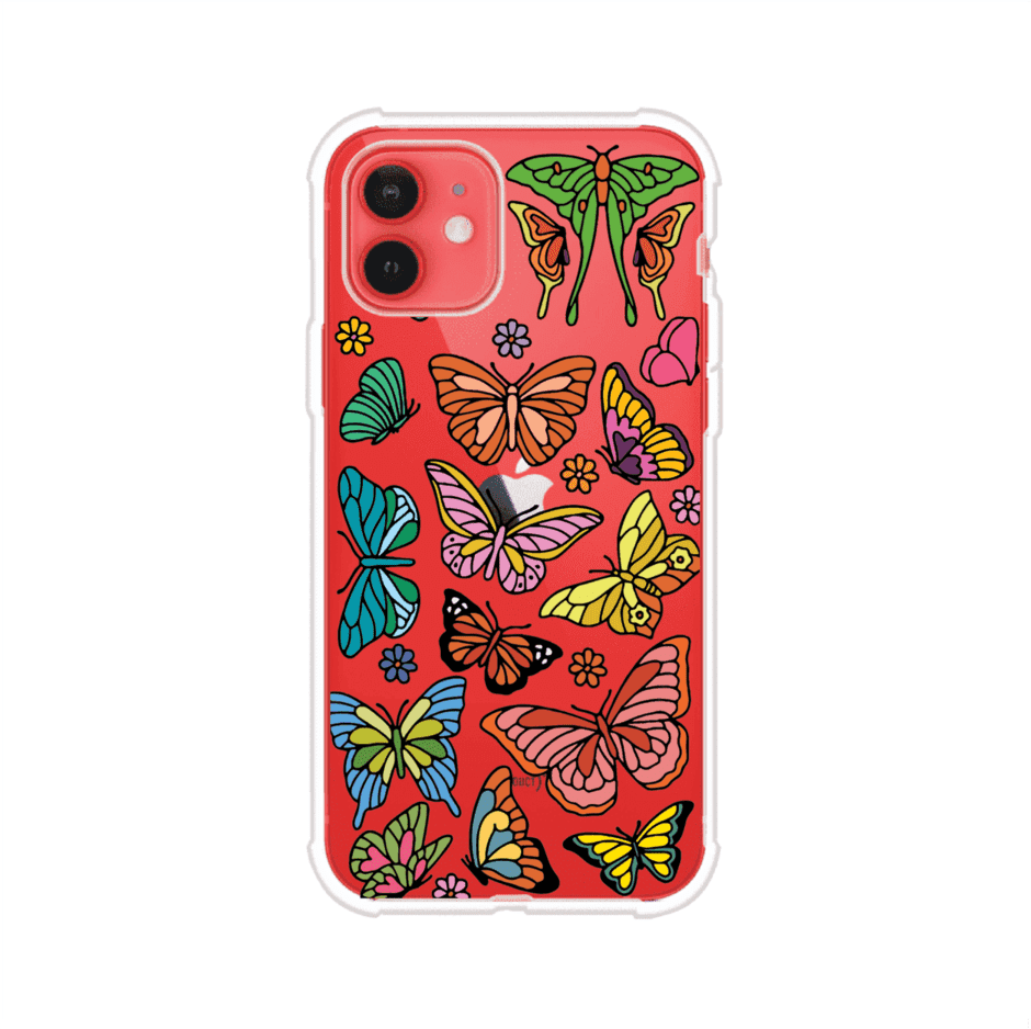 Funda transparente para iPhone con diseño aesthetic de mariposas de colores – Butterfly Haze de Remark Mx