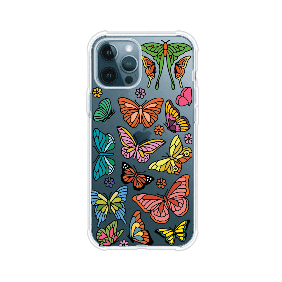 Funda transparente para iPhone con diseño aesthetic de mariposas de colores – Butterfly Haze de Remark Mx