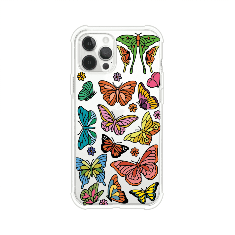Funda transparente para iPhone con diseño aesthetic de mariposas de colores – Butterfly Haze de Remark Mx