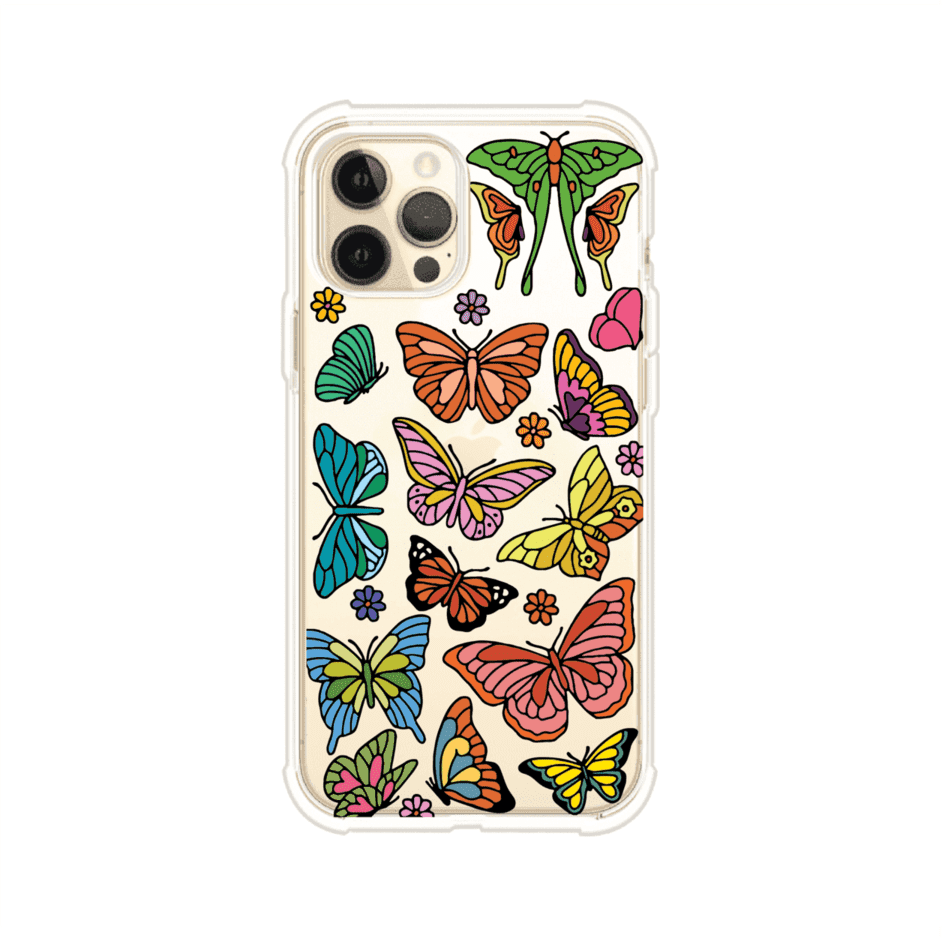Funda transparente para iPhone con diseño aesthetic de mariposas de colores – Butterfly Haze de Remark Mx