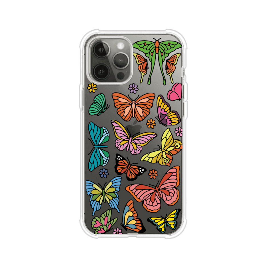 Funda transparente para iPhone con diseño aesthetic de mariposas de colores – Butterfly Haze de Remark Mx