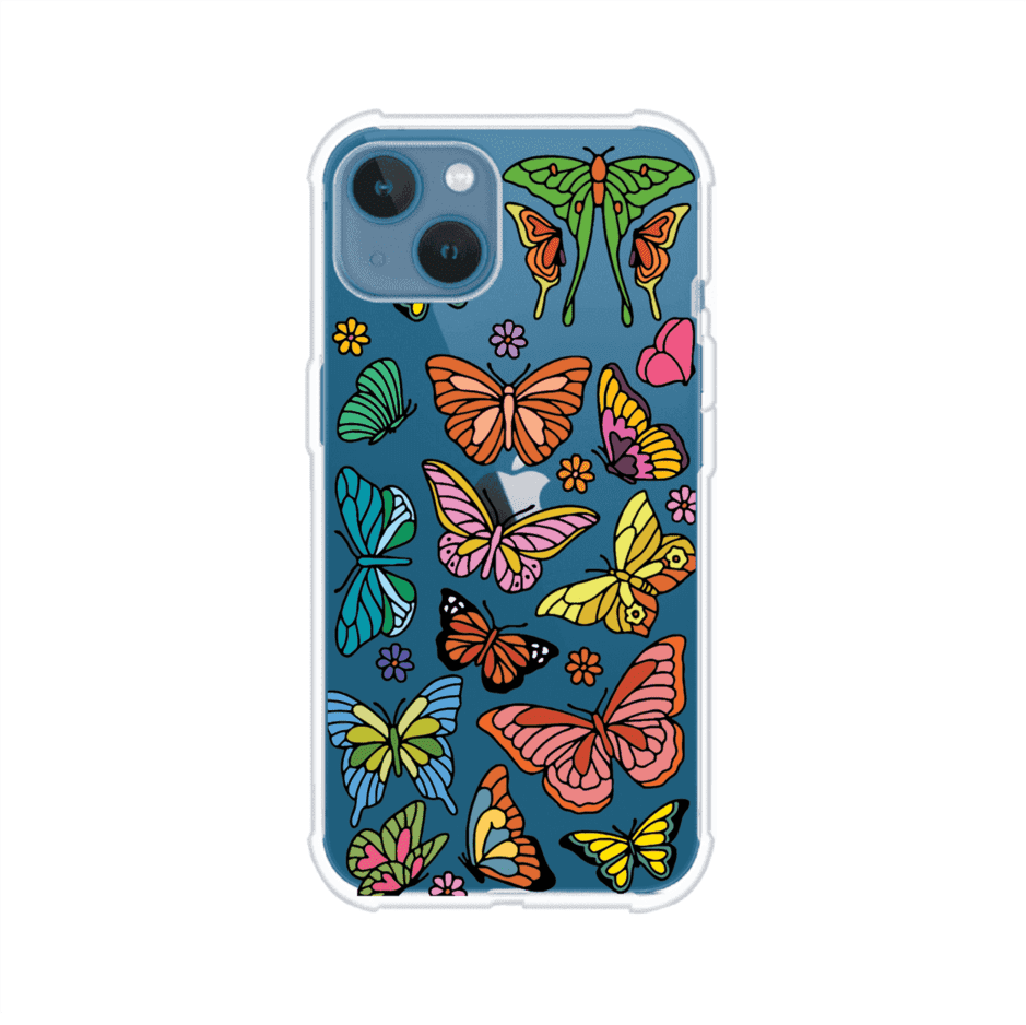 Funda transparente para iPhone con diseño aesthetic de mariposas de colores – Butterfly Haze de Remark Mx