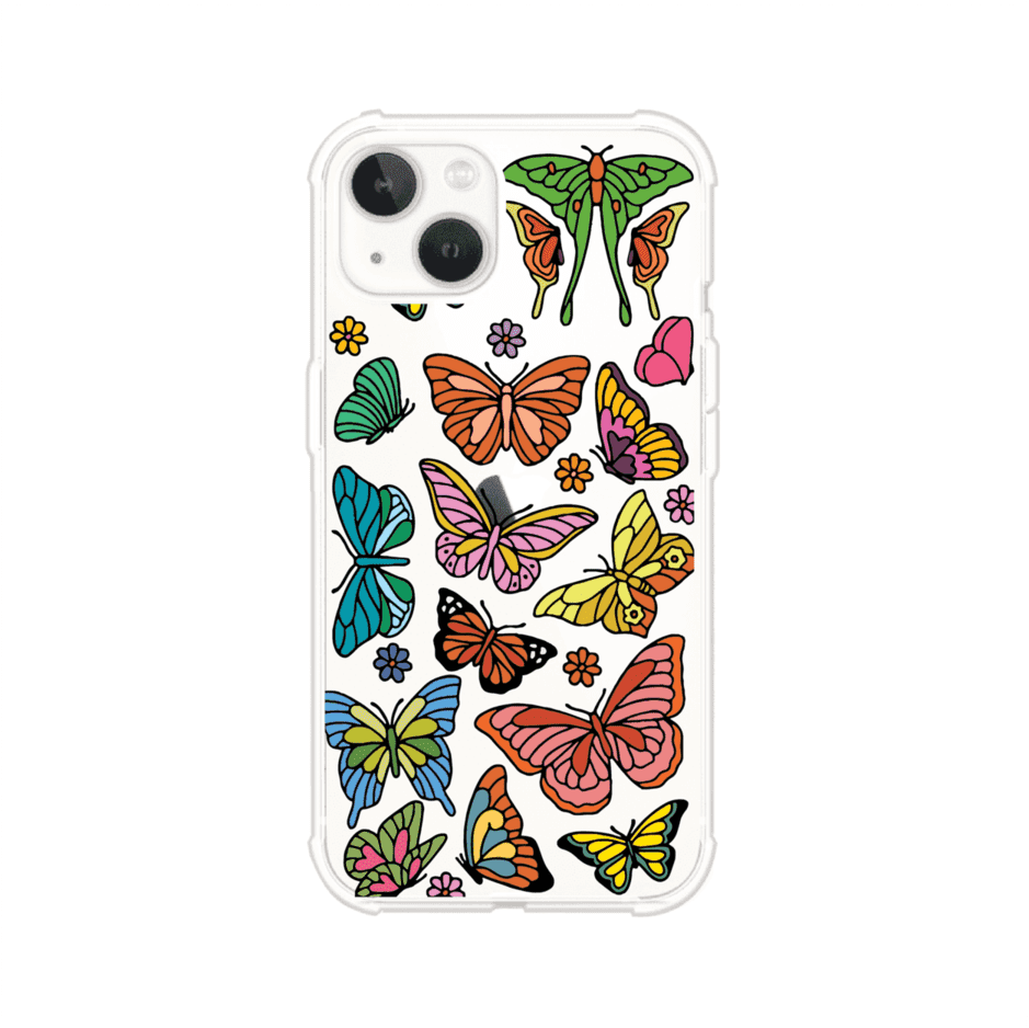 Funda transparente para iPhone con diseño aesthetic de mariposas de colores – Butterfly Haze de Remark Mx