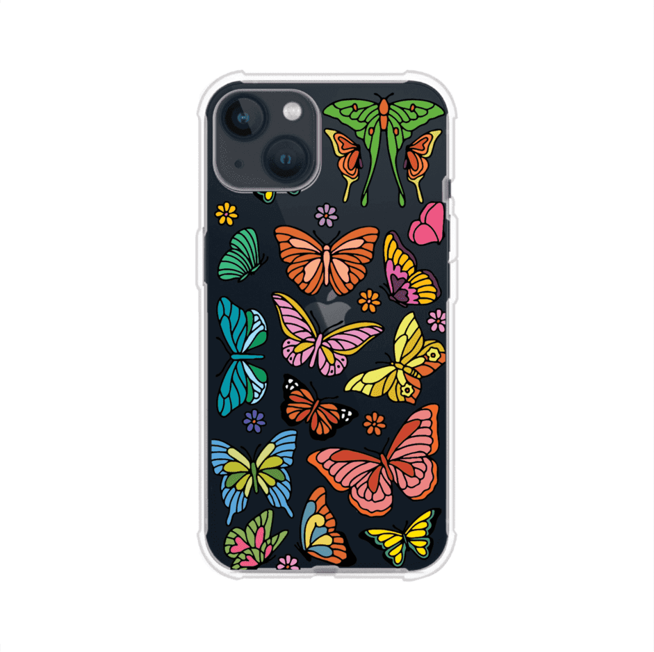 Funda transparente para iPhone con diseño aesthetic de mariposas de colores – Butterfly Haze de Remark Mx