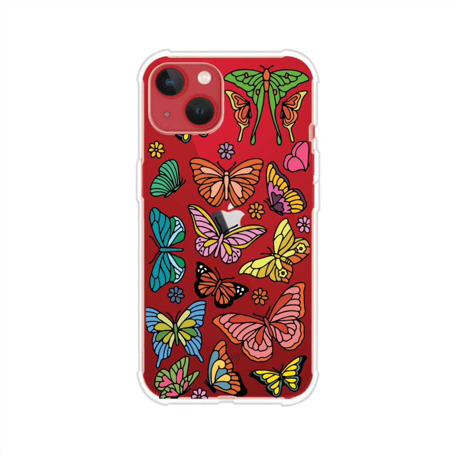 Funda transparente para iPhone con diseño aesthetic de mariposas de colores – Butterfly Haze de Remark Mx