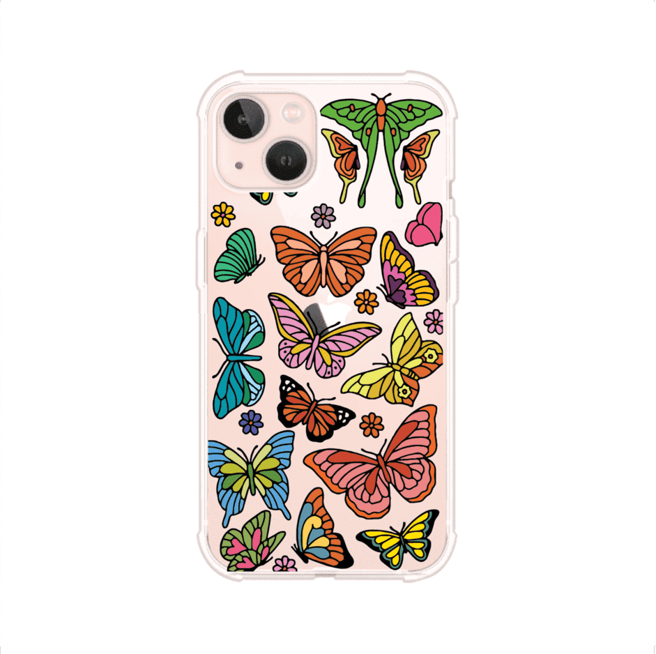Funda transparente para iPhone con diseño aesthetic de mariposas de colores – Butterfly Haze de Remark Mx