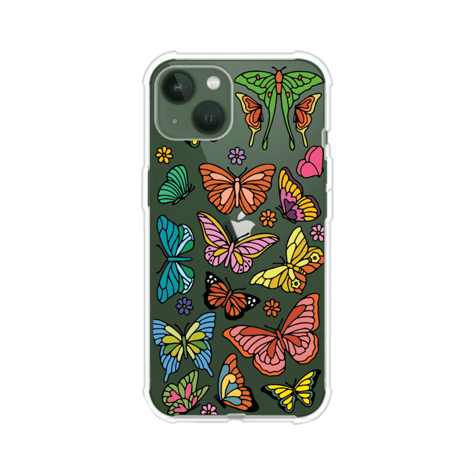 Funda transparente para iPhone con diseño aesthetic de mariposas de colores – Butterfly Haze de Remark Mx
