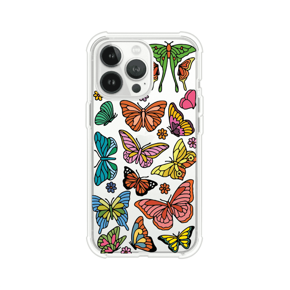 Funda transparente para iPhone con diseño aesthetic de mariposas de colores – Butterfly Haze de Remark Mx