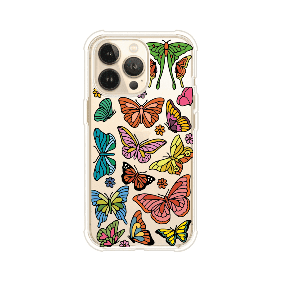 Funda transparente para iPhone con diseño aesthetic de mariposas de colores – Butterfly Haze de Remark Mx
