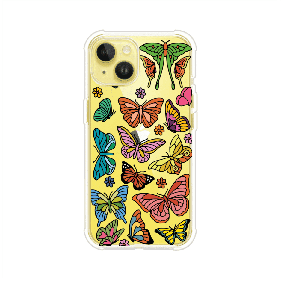 Funda transparente para iPhone con diseño aesthetic de mariposas de colores – Butterfly Haze de Remark Mx