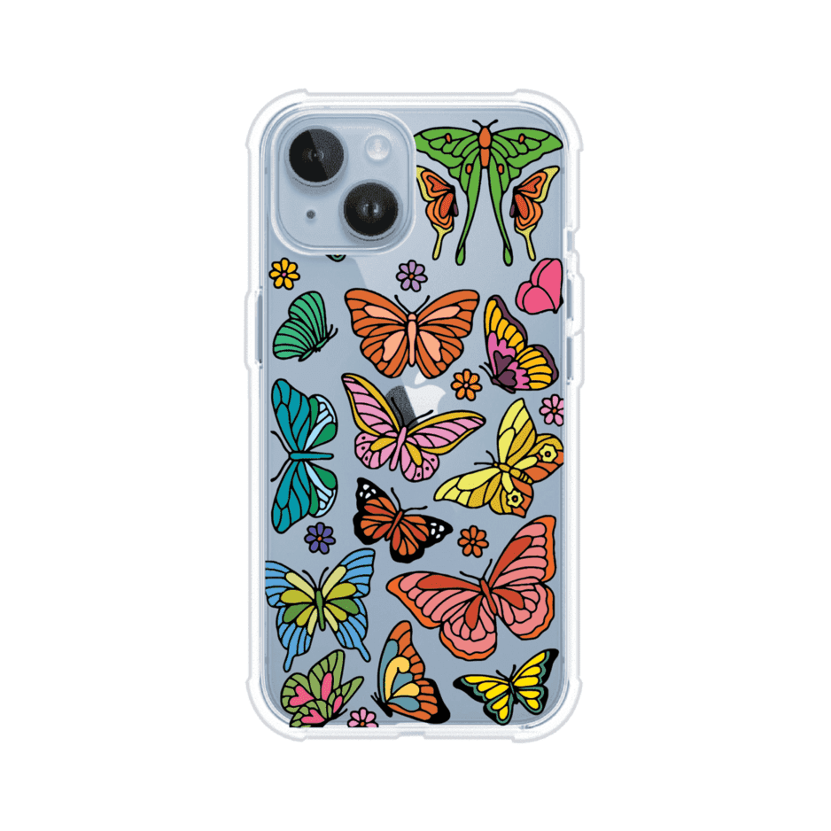Funda transparente para iPhone con diseño aesthetic de mariposas de colores – Butterfly Haze de Remark Mx