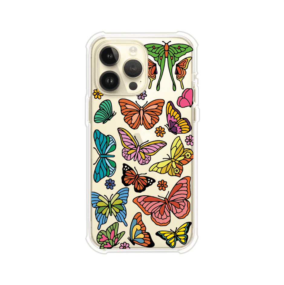 Funda transparente para iPhone con diseño aesthetic de mariposas de colores – Butterfly Haze de Remark Mx
