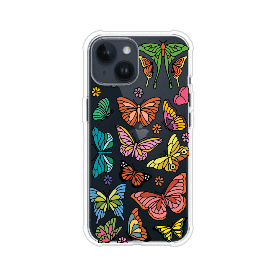 Funda transparente para iPhone con diseño aesthetic de mariposas de colores – Butterfly Haze de Remark Mx