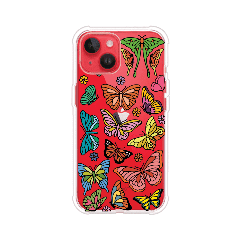 Funda transparente para iPhone con diseño aesthetic de mariposas de colores – Butterfly Haze de Remark Mx