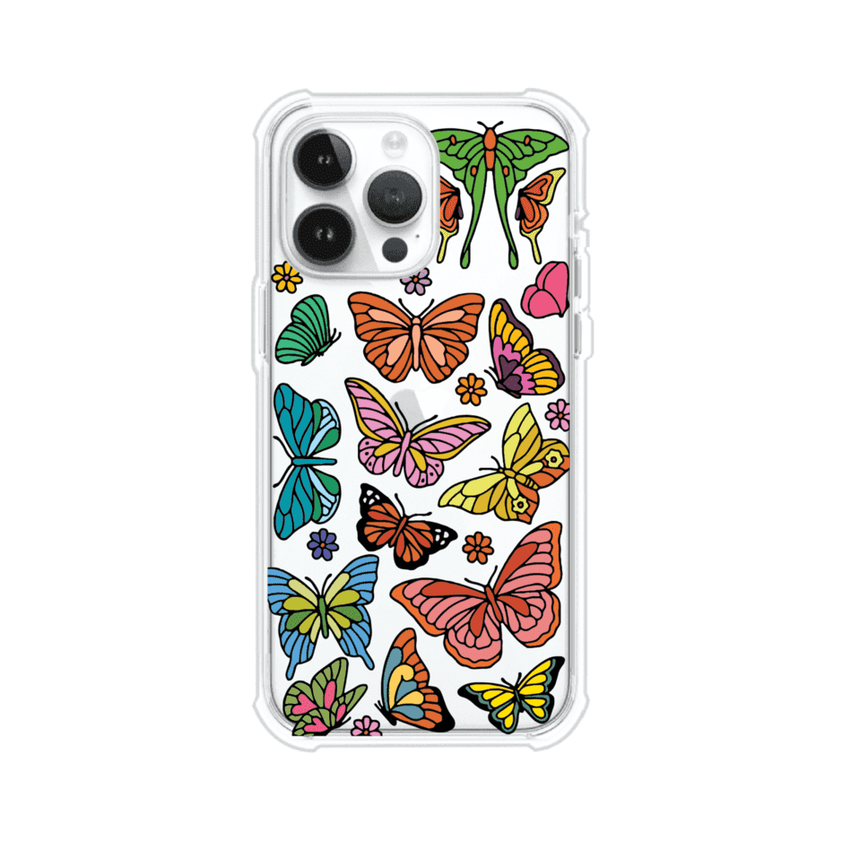 Funda transparente para iPhone con diseño aesthetic de mariposas de colores – Butterfly Haze de Remark Mx