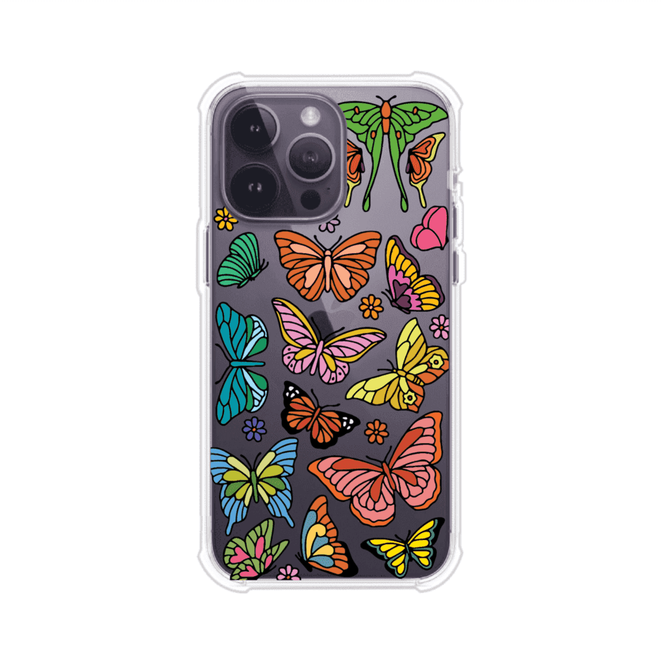 Funda transparente para iPhone con diseño aesthetic de mariposas de colores – Butterfly Haze de Remark Mx