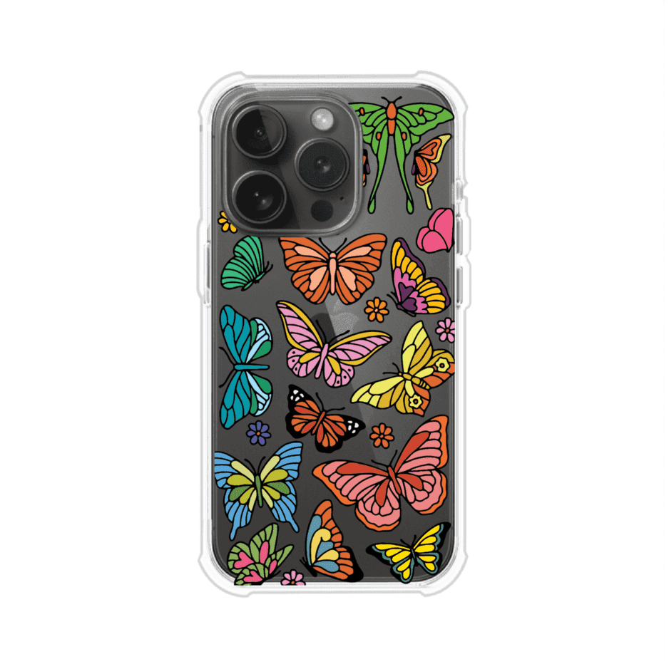 Funda transparente para iPhone con diseño aesthetic de mariposas de colores – Butterfly Haze de Remark Mx