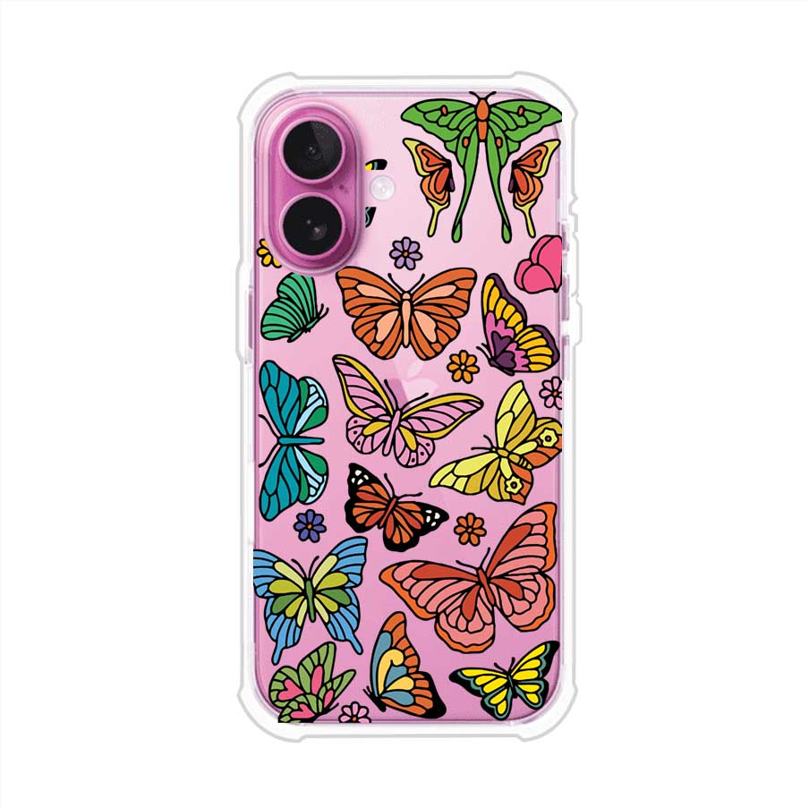 Funda transparente para iPhone con diseño aesthetic de mariposas de colores – Butterfly Haze de Remark Mx