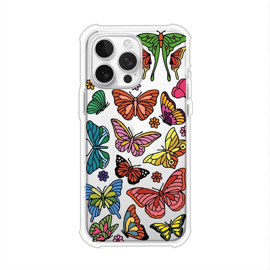 Funda transparente para iPhone con diseño aesthetic de mariposas de colores – Butterfly Haze de Remark Mx