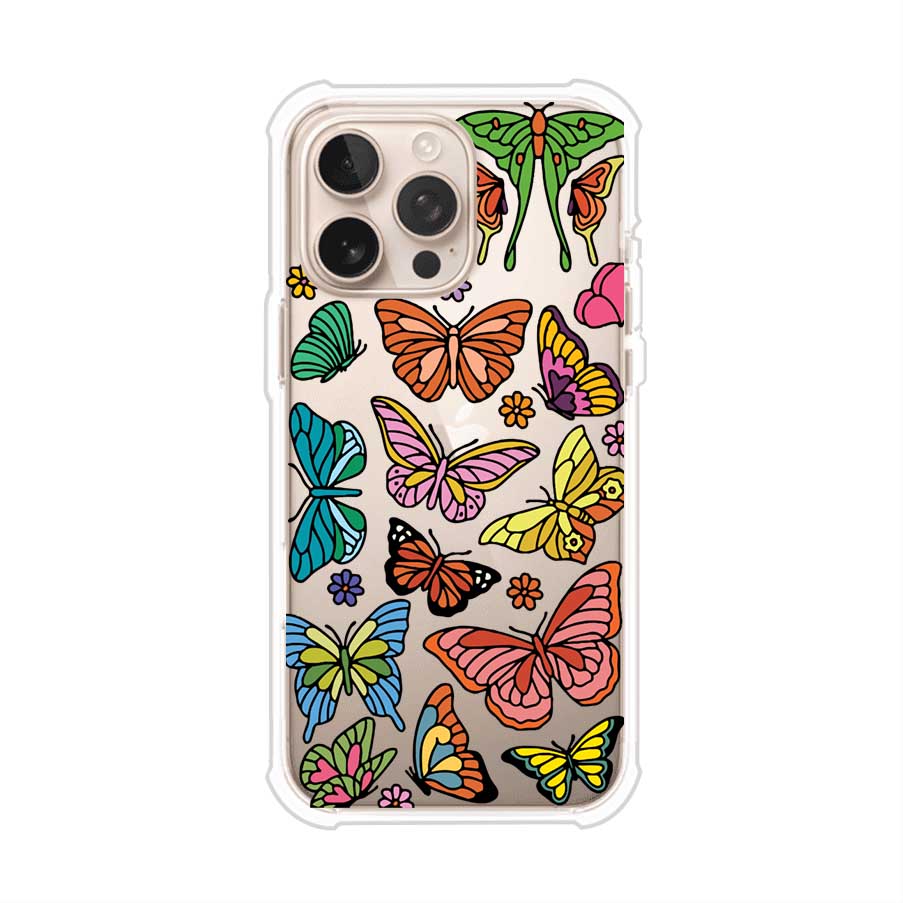 Funda transparente para iPhone con diseño aesthetic de mariposas de colores – Butterfly Haze de Remark Mx