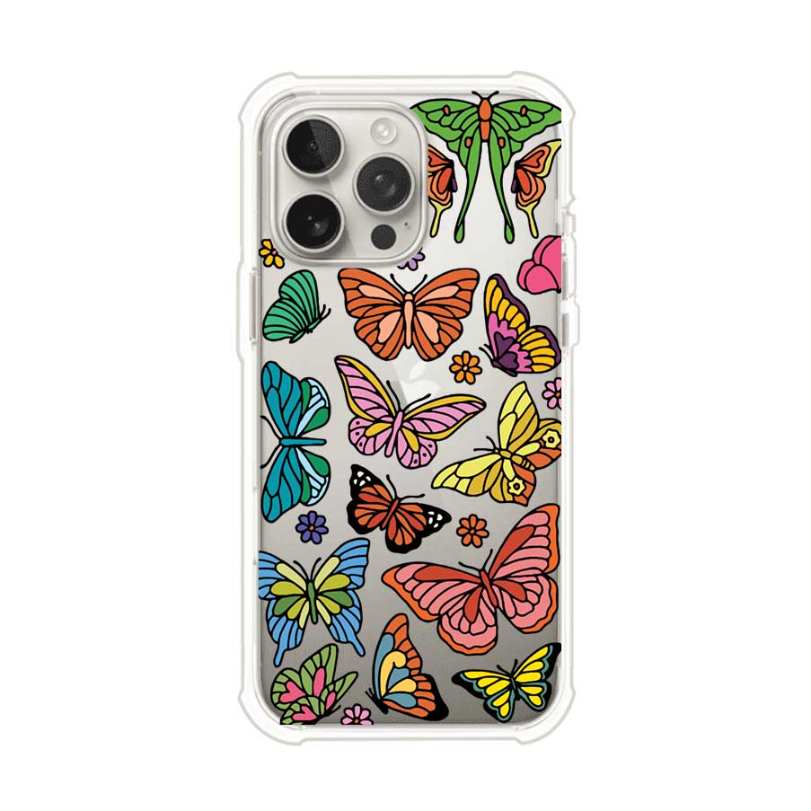 Funda transparente para iPhone con diseño aesthetic de mariposas de colores – Butterfly Haze de Remark Mx