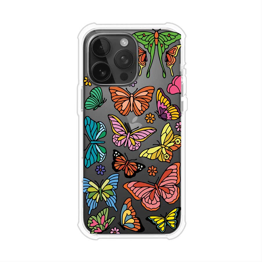Funda transparente para iPhone con diseño aesthetic de mariposas de colores – Butterfly Haze de Remark Mx