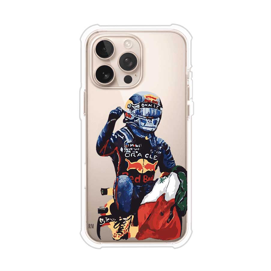Funda para iPhone con ilustración de Checo Pérez, diseño Red Bull Racing, estilo artístico – Remark Mx