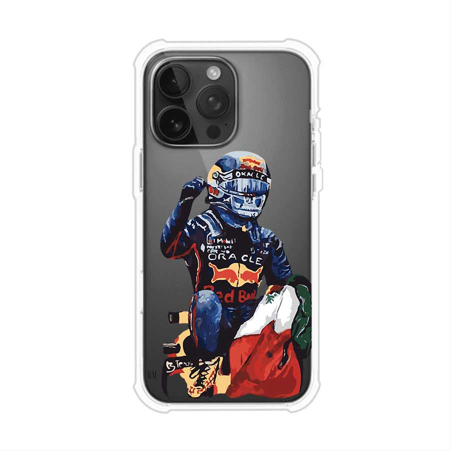 Funda para iPhone con ilustración de Checo Pérez, diseño Red Bull Racing, estilo artístico – Remark Mx