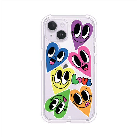 Funda para iPhone con diseño de corazones sonrientes en colores vibrantes – Remark Mx