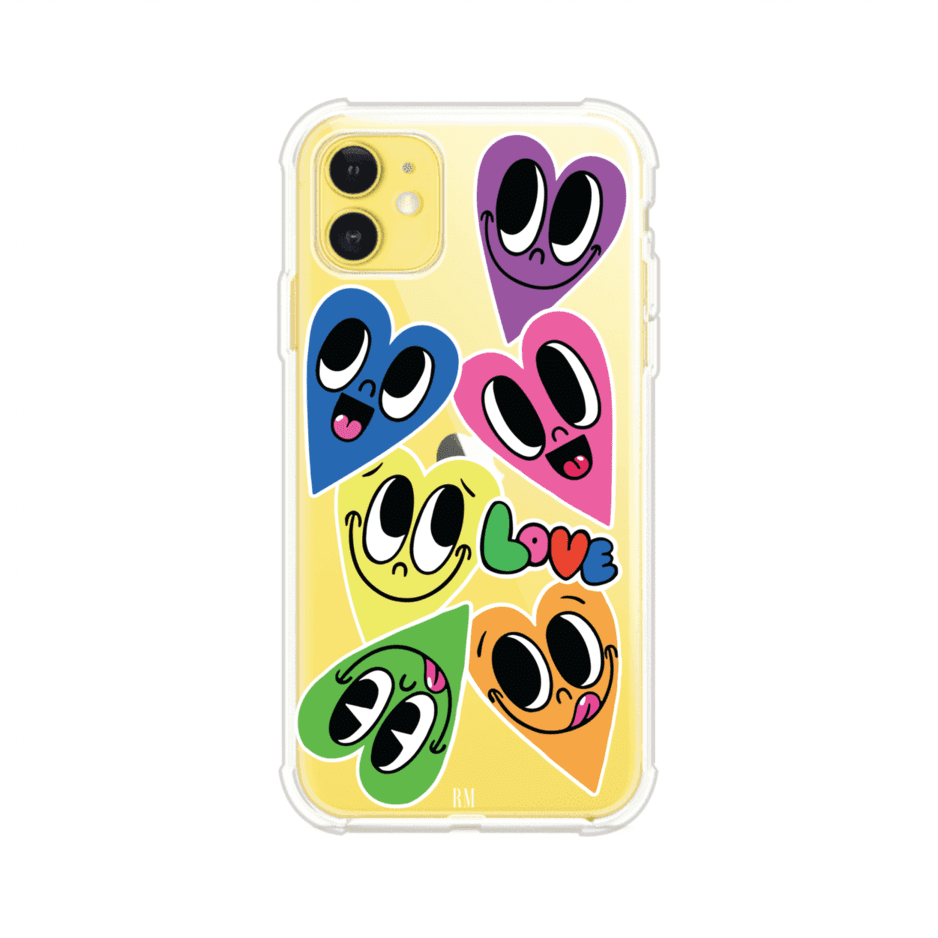 Funda para iPhone con diseño de corazones sonrientes en colores vibrantes – Remark Mx
