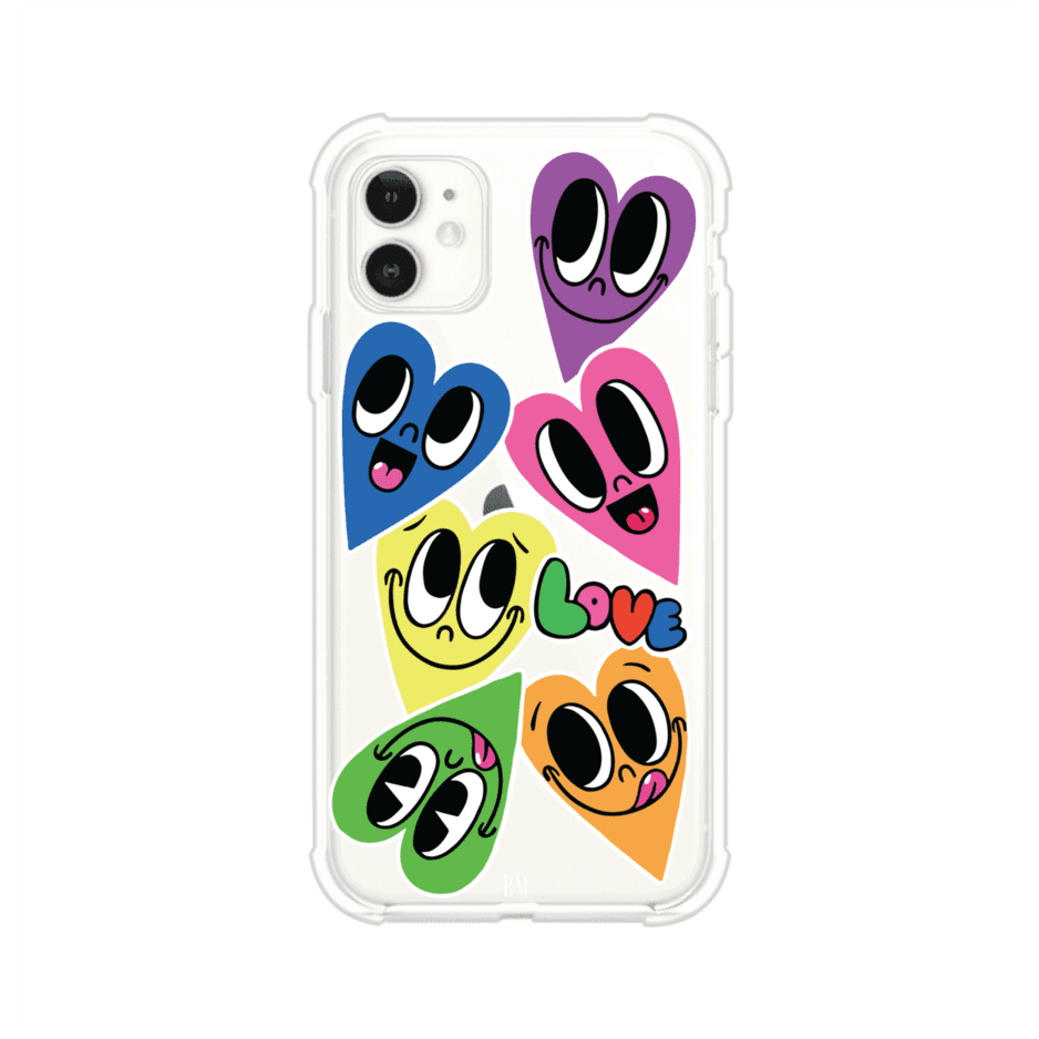 Funda para iPhone con diseño de corazones sonrientes en colores vibrantes – Remark Mx