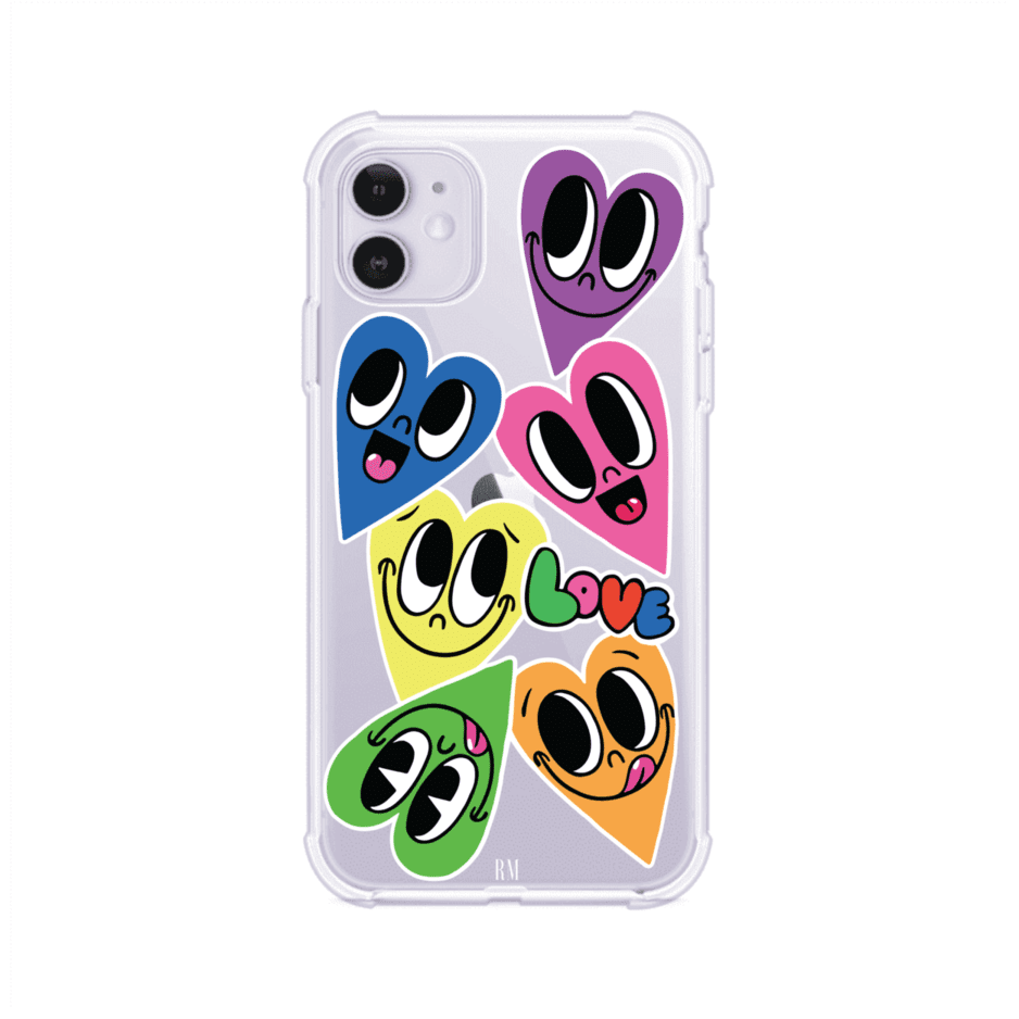 Funda para iPhone con diseño de corazones sonrientes en colores vibrantes – Remark Mx