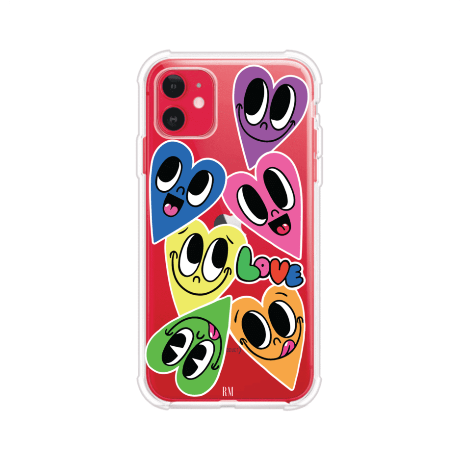 Funda para iPhone con diseño de corazones sonrientes en colores vibrantes – Remark Mx