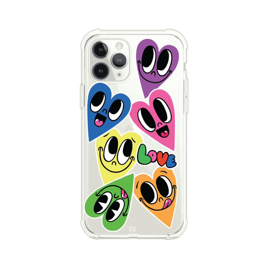 Funda para iPhone con diseño de corazones sonrientes en colores vibrantes – Remark Mx