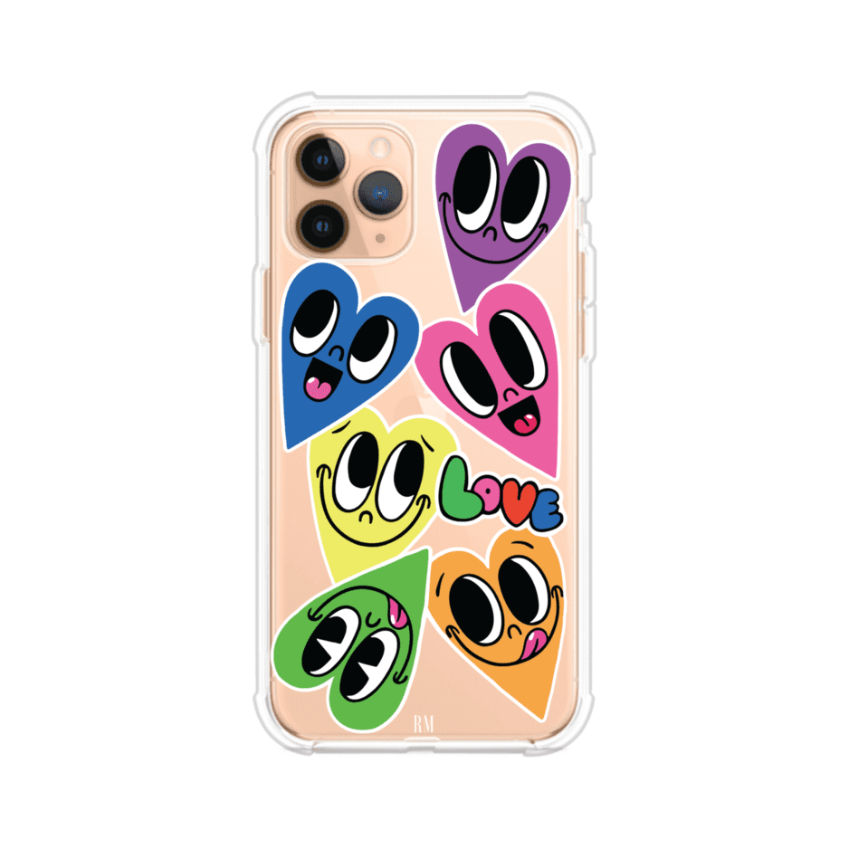Funda para iPhone con diseño de corazones sonrientes en colores vibrantes – Remark Mx