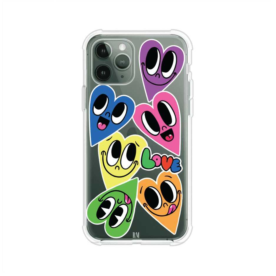 Funda para iPhone con diseño de corazones sonrientes en colores vibrantes – Remark Mx